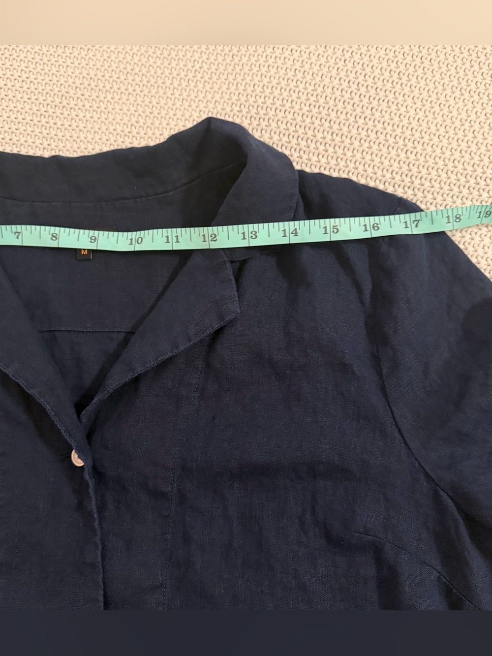 Quince Women's 100% European Linen Short Sleeve Shirt in Flax Deep Navy Medium - Picture 9 of 11